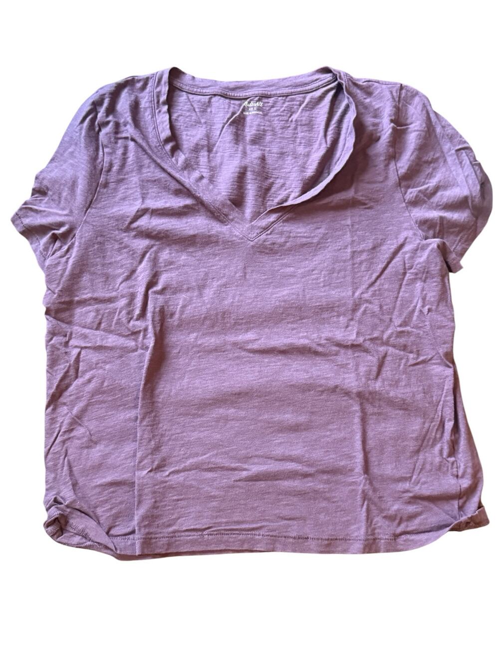 Madewell V Neck Purple Cotton Tee - Large